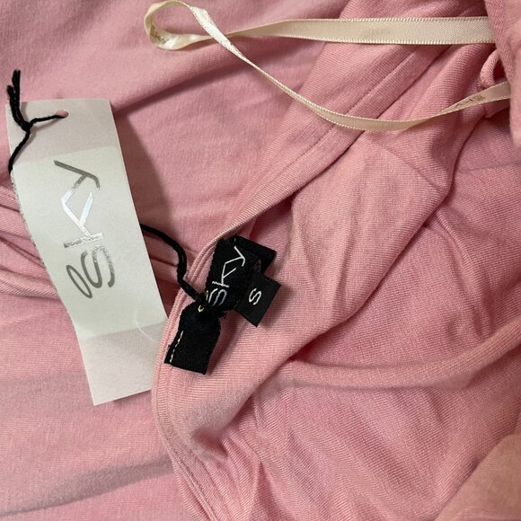 Sky Woven Leather Belt Plunge Tie Halter Neck Maxi Dress Sexy Pink‎ NEW Small - Picture 5 of 5